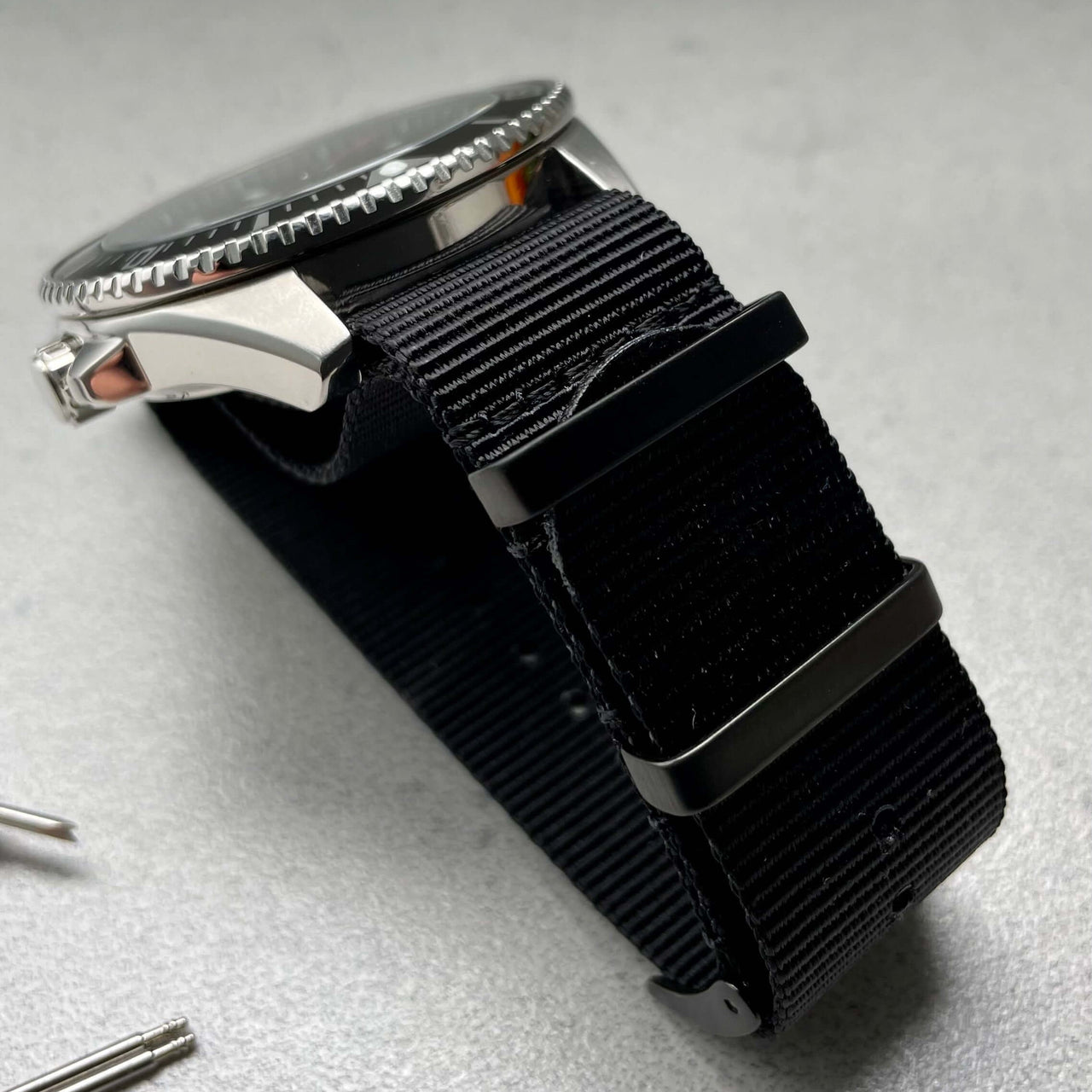 Classic Military Style Strap - Black With Black Buckle PVD
