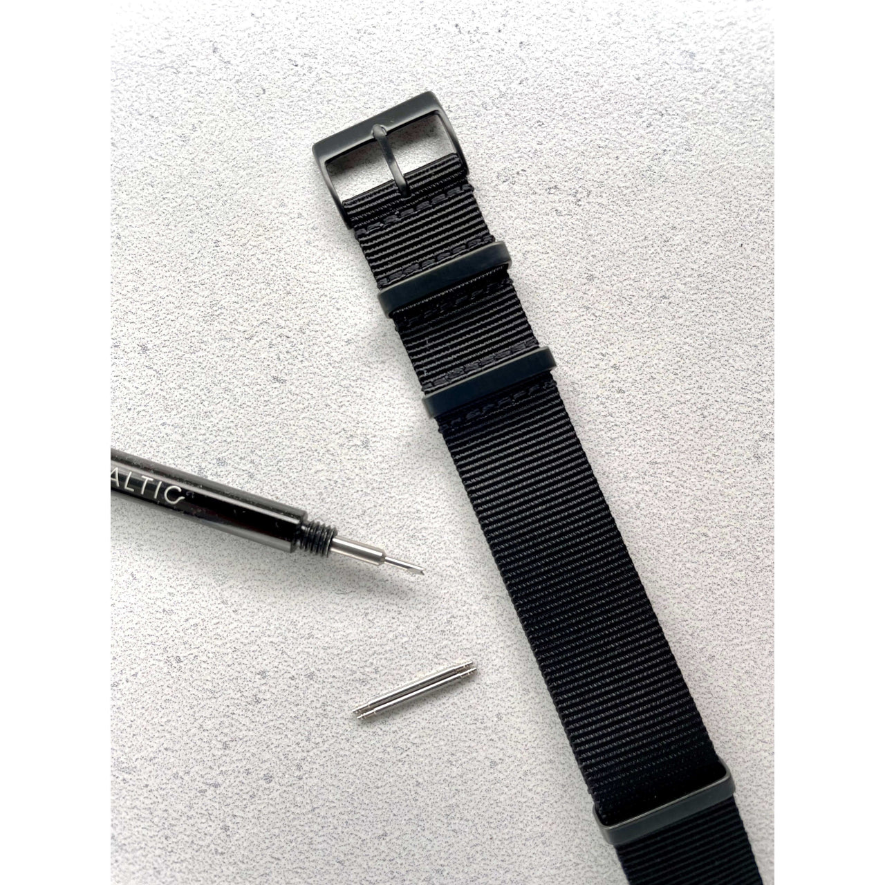 Classic Military Style Strap - Black With Black Buckle PVD