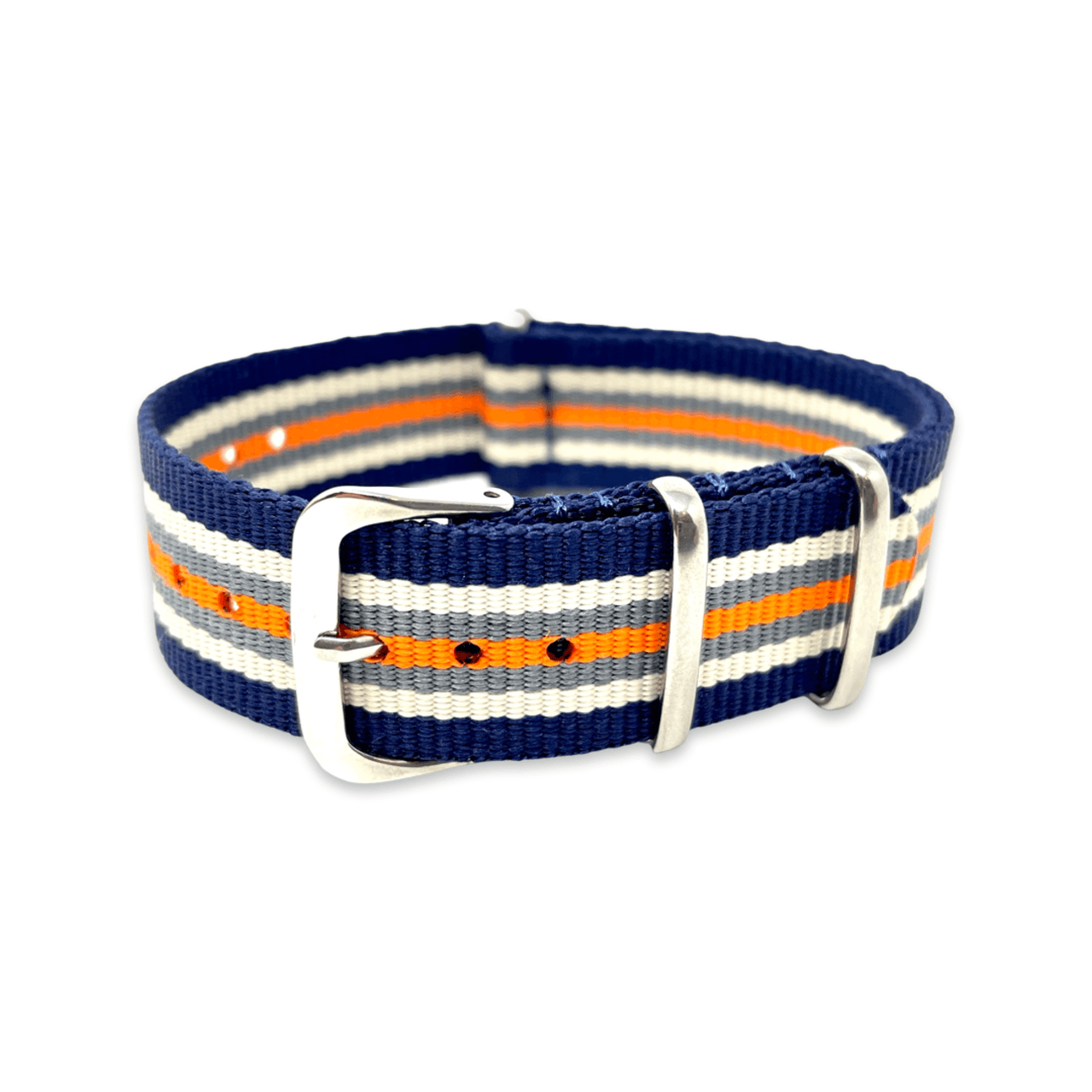 Classic Military Style Strap - Blue Cream Orange Stripes