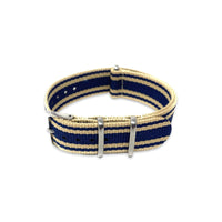 Thumbnail for Classic Military Style Strap- Cream & Blue Stripes