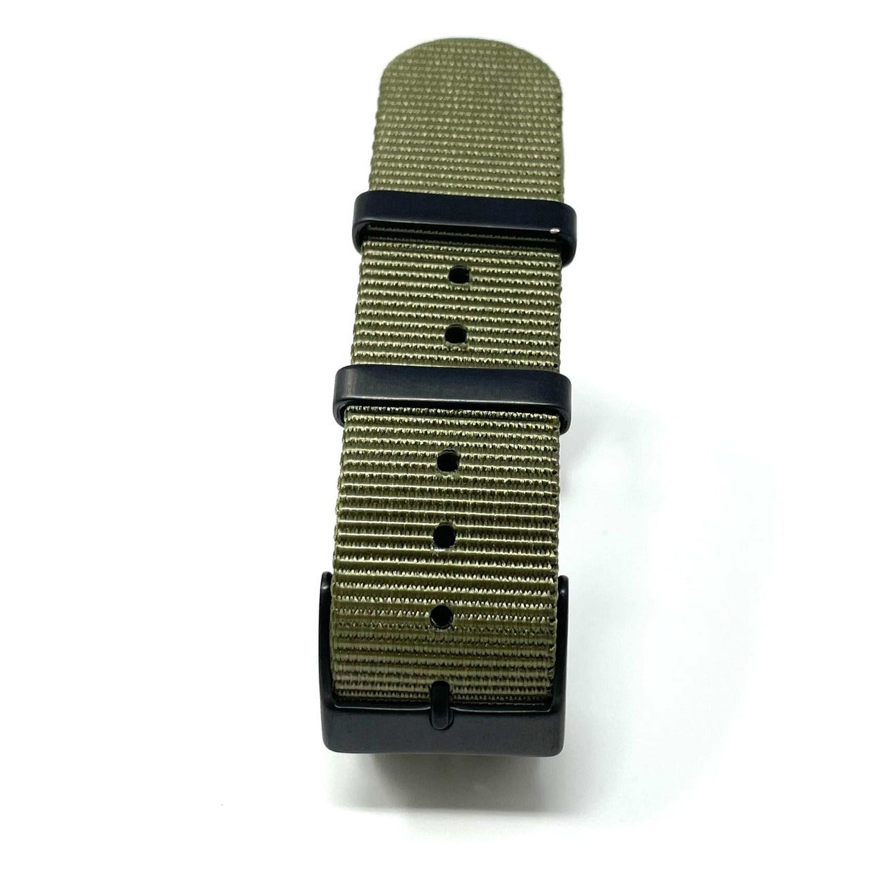 Classic Military Style Strap - Military Green With Black PVD Buckle and Keepers