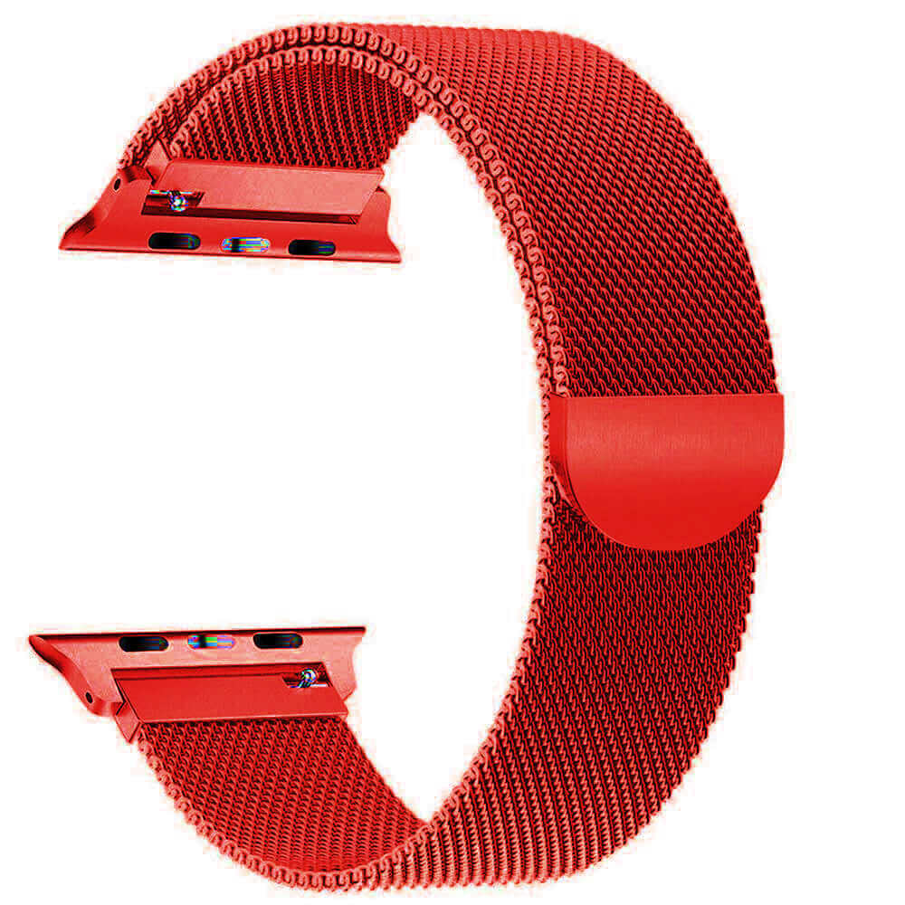 Milanese Metal Apple Strap in Danger Red