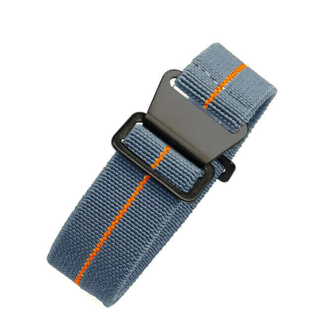 Marine Nationale Military Style Elastic Strap - Grey & Orange with Black Buckle