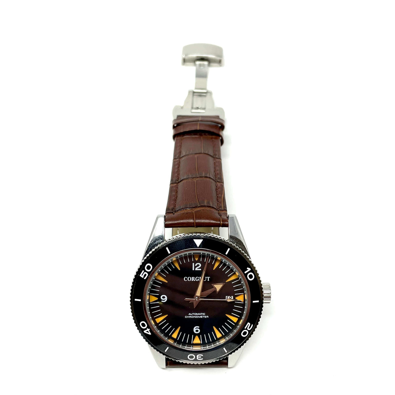 Genuine Leather Calfskin Premium Watch Strap with Stainless Steel Deployant Butterfly Clasp