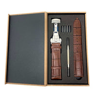 Thumbnail for Genuine Leather Calfskin Premium Watch Strap with Stainless Steel Deployant Butterfly Clasp