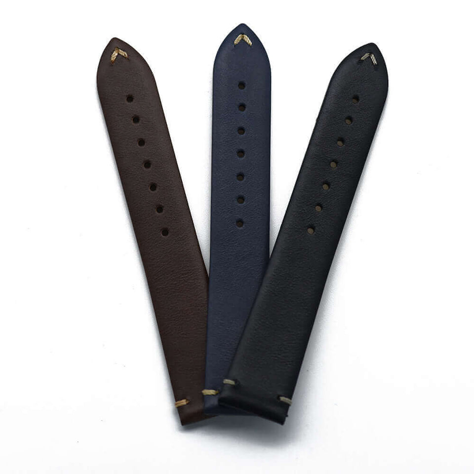 Premium Navy Leather Watch Strap