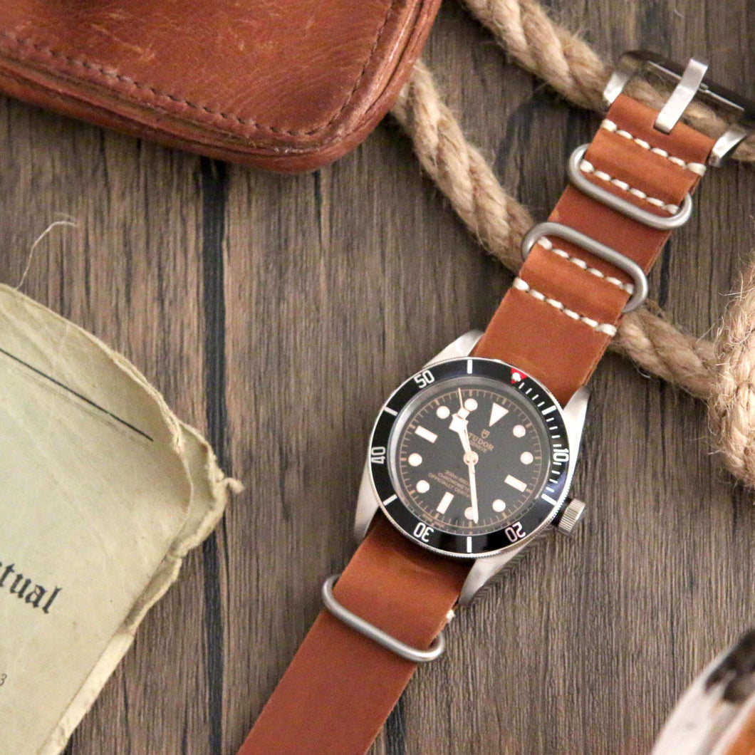 Italian Crazy Horse Leather Military Style Watch Straps