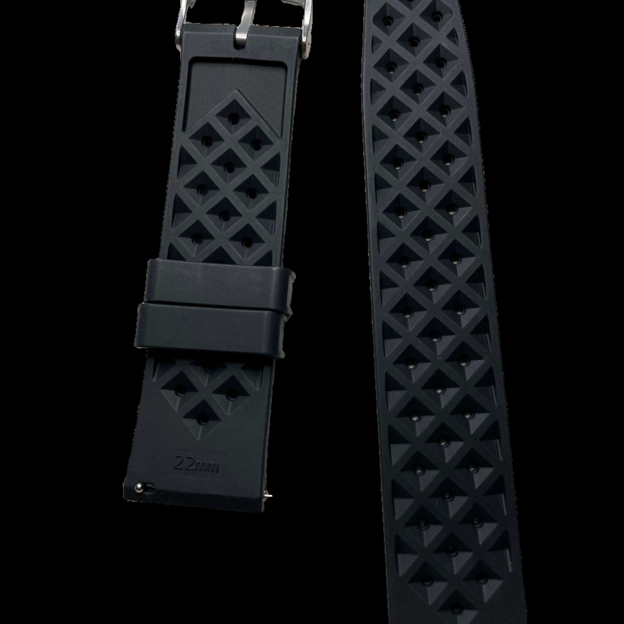 Black Tropical FKM Rubber Watch Strap