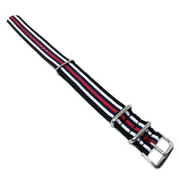 Thumbnail for Classic Military Style Strap - Black, White, Blue & Red Stripes