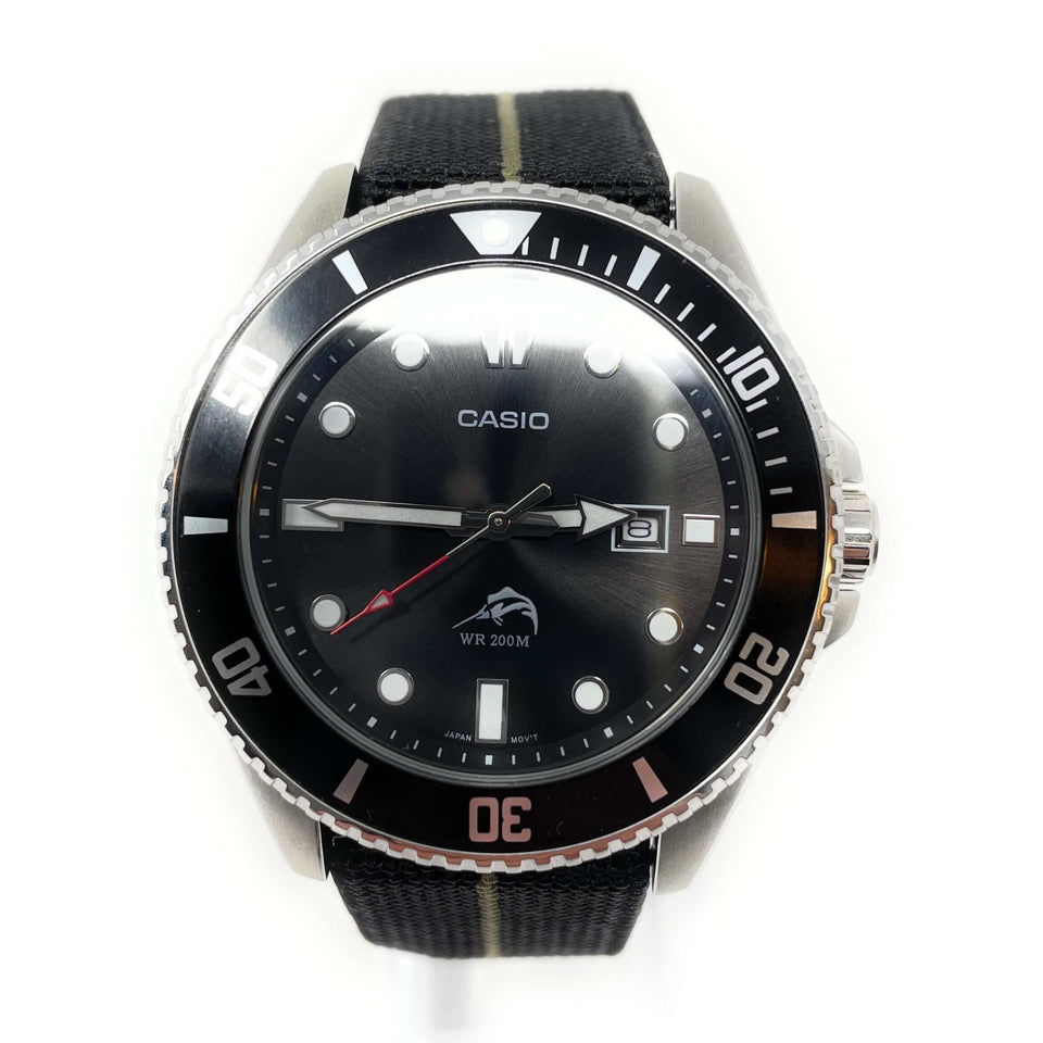 Marine Nationale Military Style Elastic Strap - Black & Beige