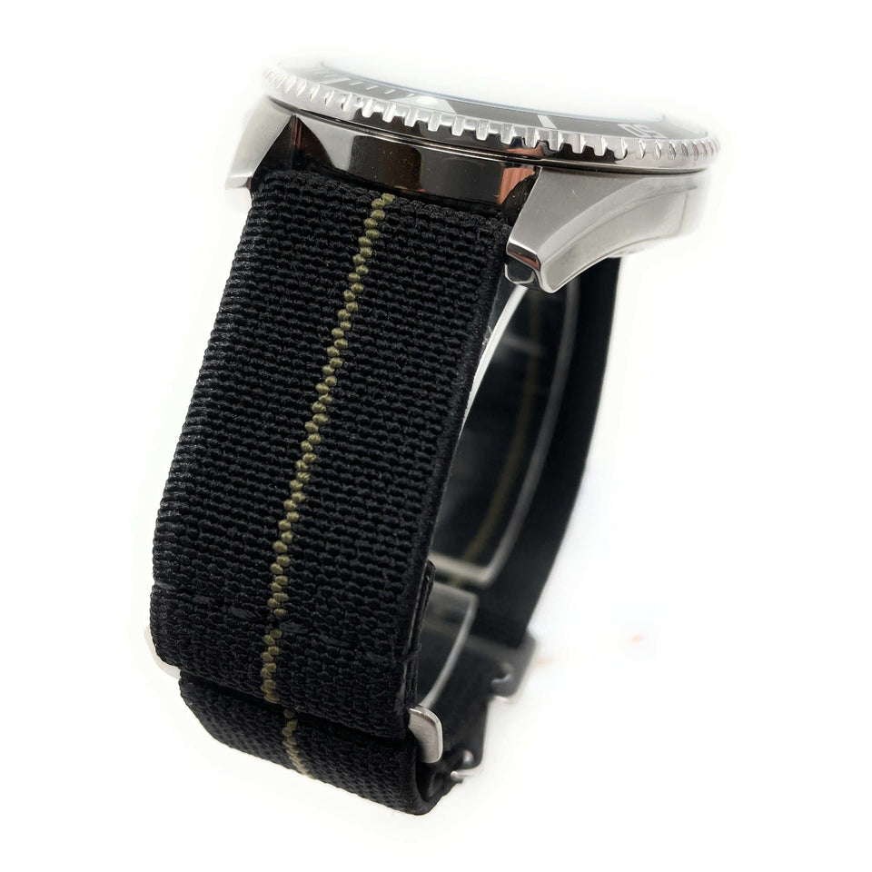 Marine Nationale Military Style Elastic Strap - Black & Beige
