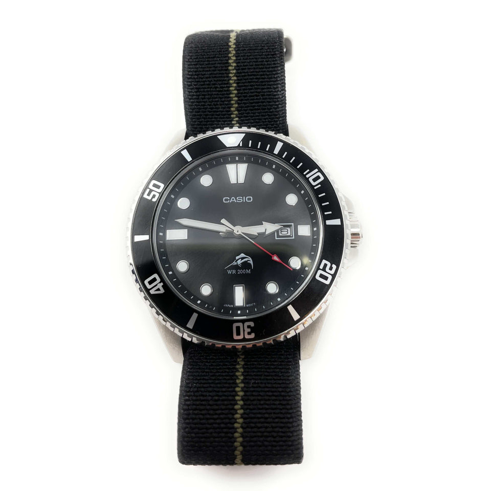 Marine Nationale Military Style Elastic Strap - Black & Beige