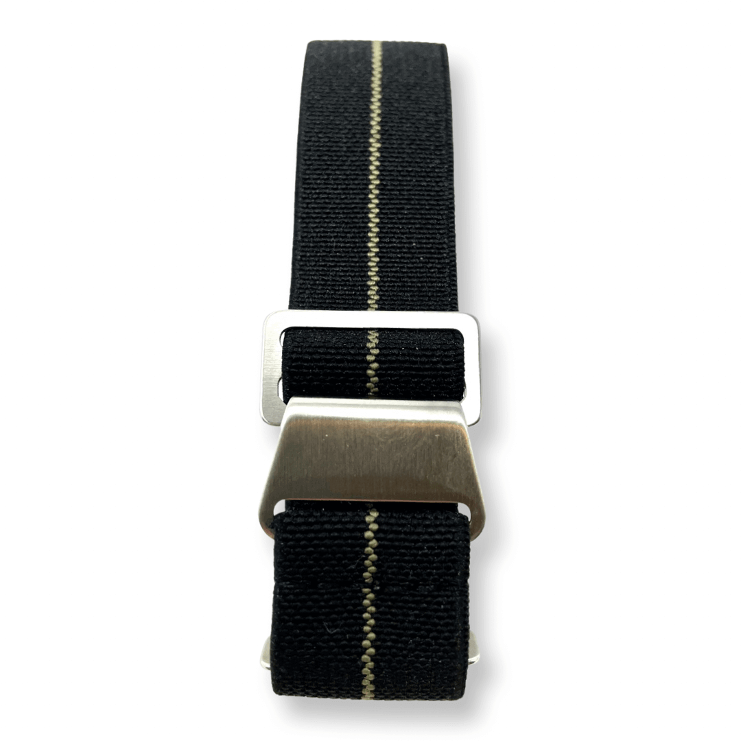 Marine Nationale Military Style Elastic Strap - Black & Beige