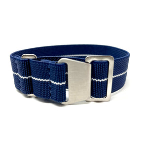 Marine Nationale Military Style Elastic Strap - Navy Blue & White
