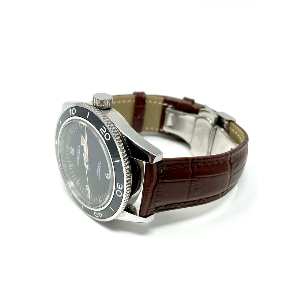 Genuine Leather Calfskin Premium Watch Strap with Stainless Steel Deployant Butterfly Clasp