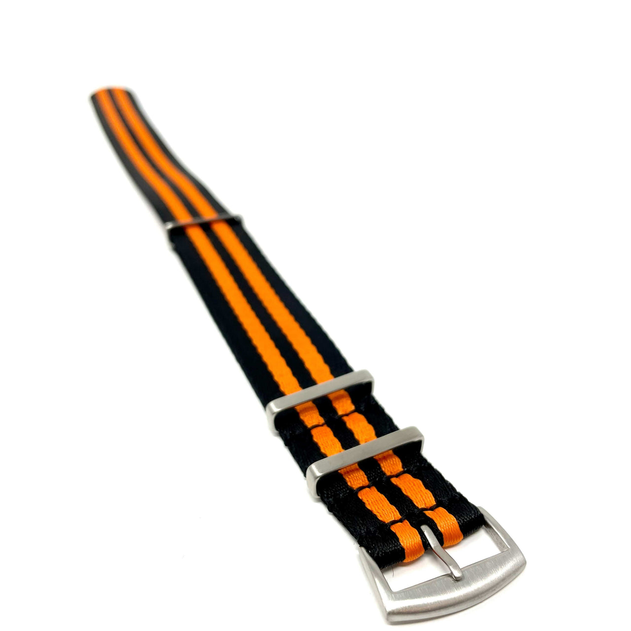 Seatbelt Military Style Watch Strap - Black & Orange Stripes