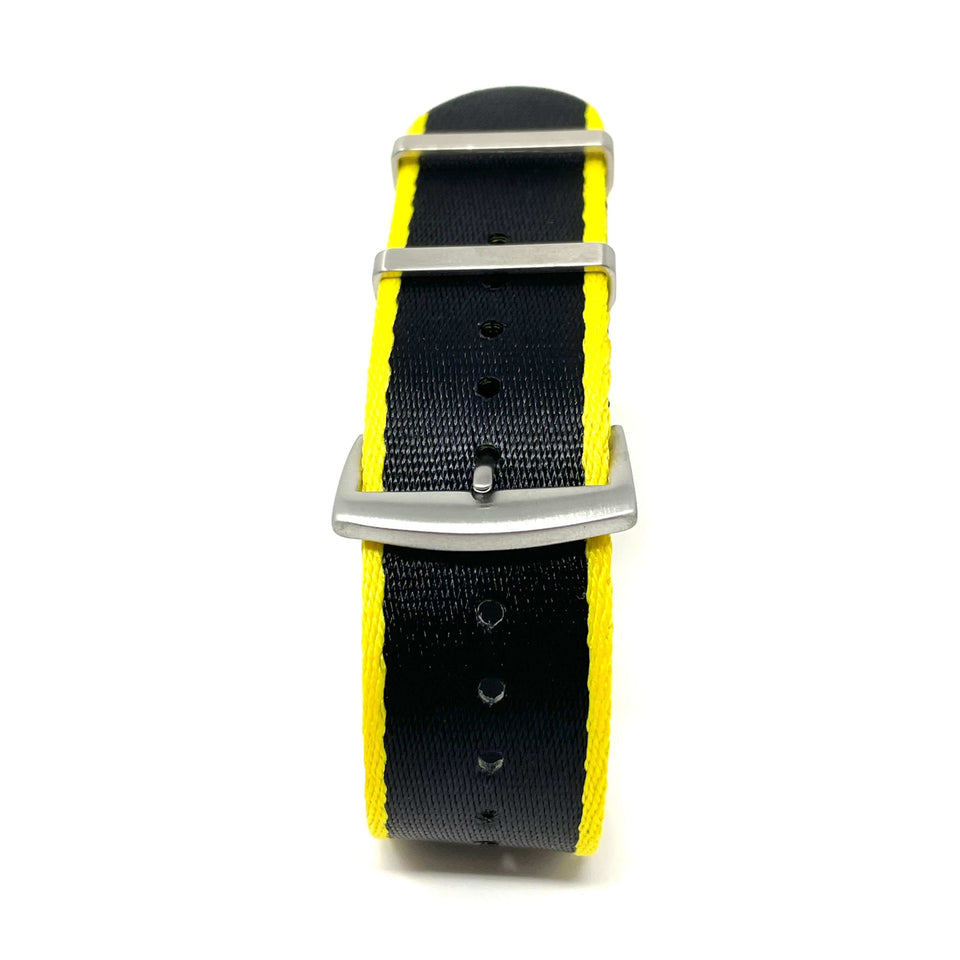 Premium Thick Woven Military Style Watch Strap - Black & Yellow