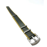 Premium Thick Woven Military Style Watch Strap - Grey & Gold