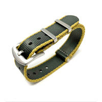 Thumbnail for Premium Thick Woven Military Style Watch Strap - Grey & Gold