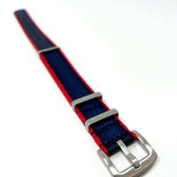 Thumbnail for Premium Thick Woven Military Style Watch Strap - Midnight Blue & Red Trim