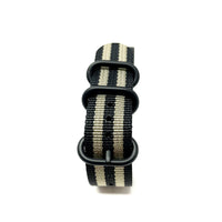 Thumbnail for Zulu Military Style Strap - Black and Beige Bond - Black Buckle
