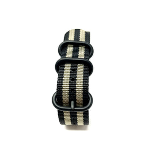 Zulu Military Style Strap - Black and Beige Bond - Black Buckle