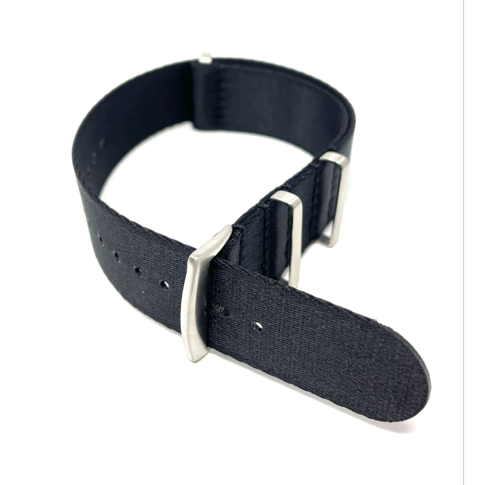Seatbelt Military Style Strap - Black Satin