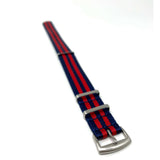 Seatbelt Military Style Strap - Blue & Red Stripes