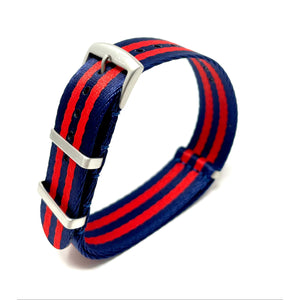 Seatbelt Military Style Strap - Blue & Red Stripes