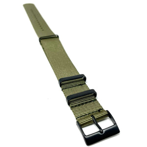 Classic Military Style Strap - Military Green With Black PVD Buckle and Keepers