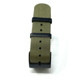 Classic Military Style Strap - Military Green With Black PVD Buckle and Keepers