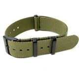 Classic Military Style Strap - Military Green With Black PVD Buckle and Keepers