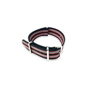 Military Style Strap - Black Grey Red Stripe Bond