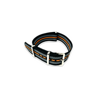 Thumbnail for Classic Military Style Strap - Black, Grey & Orange, Grey Black Stripes