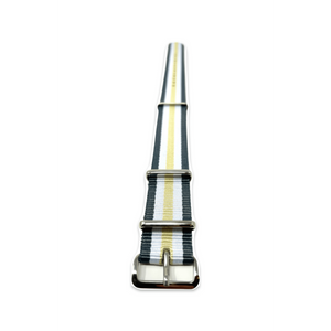 Classic Military Style Strap - Grey White Cream Stripes