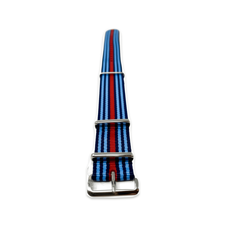 Classic Military Style Strap - Red Blue Racing Colours