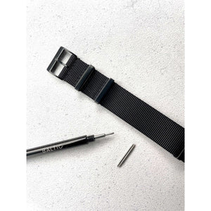 Classic Military Style Strap - Black With Black Buckle PVD
