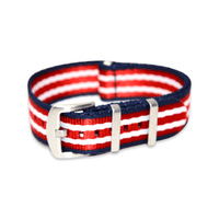 Thumbnail for Premium Thick Woven Military Style Watch Strap - Blue Red White Stripe