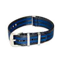 Thumbnail for Premium Thick Woven Military Style Watch Strap - Dark Grey Blue Stripes