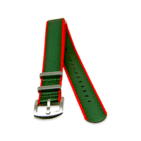 Thumbnail for Premium Thick Woven Military Style Watch Strap - Red and Emerald Green