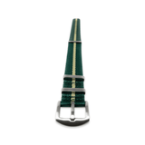 Premium Thick Woven Military Style Watch Strap - Emerald Green and Sand