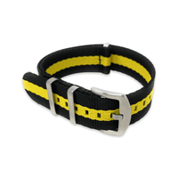 Thumbnail for Premium Thick Woven Military Style Watch Strap - Black and Yellow