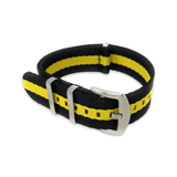Premium Thick Woven Military Style Watch Strap - Black and Yellow