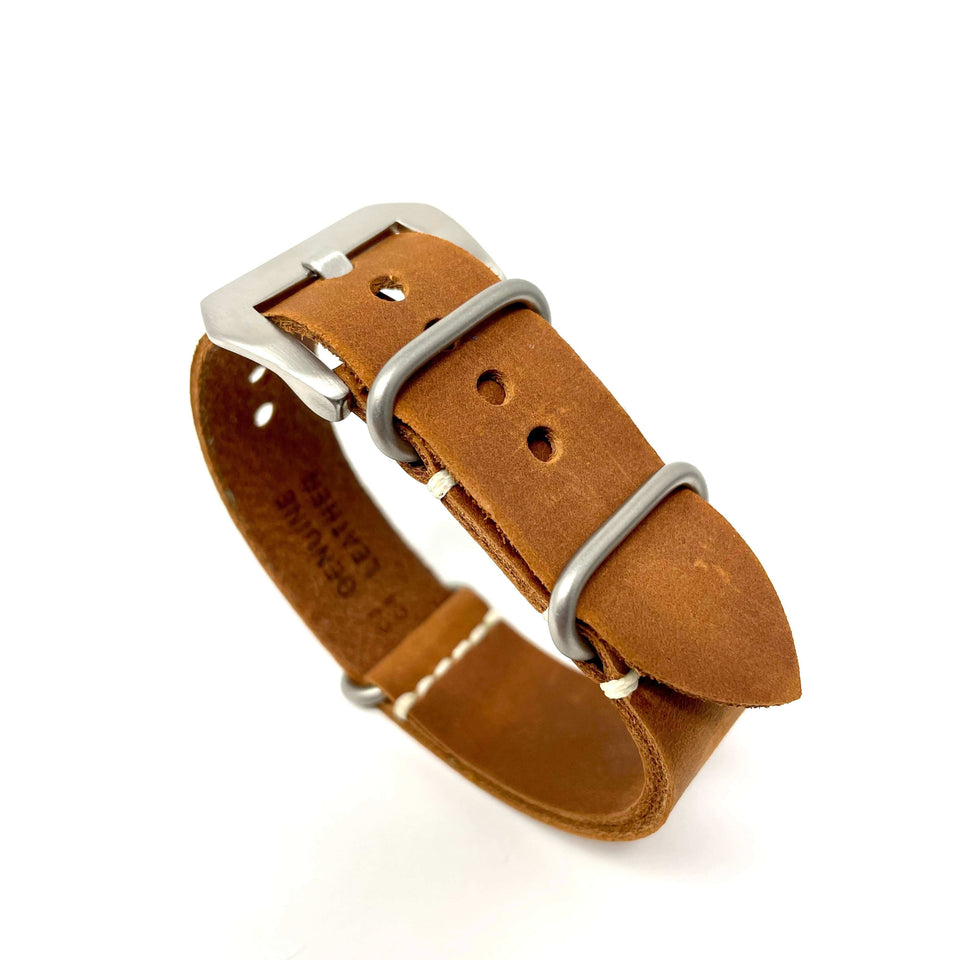 Italian Crazy Horse Leather Military Style Watch Straps