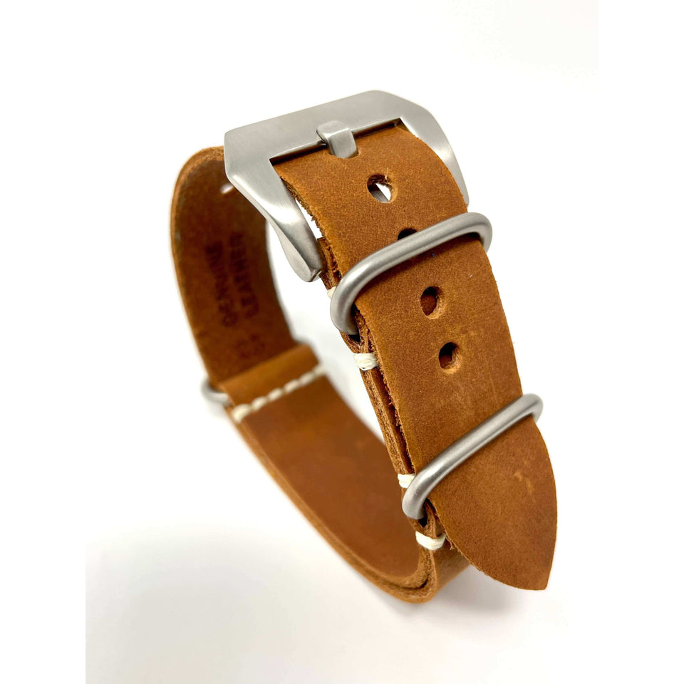 Italian Crazy Horse Leather Military Style Watch Straps