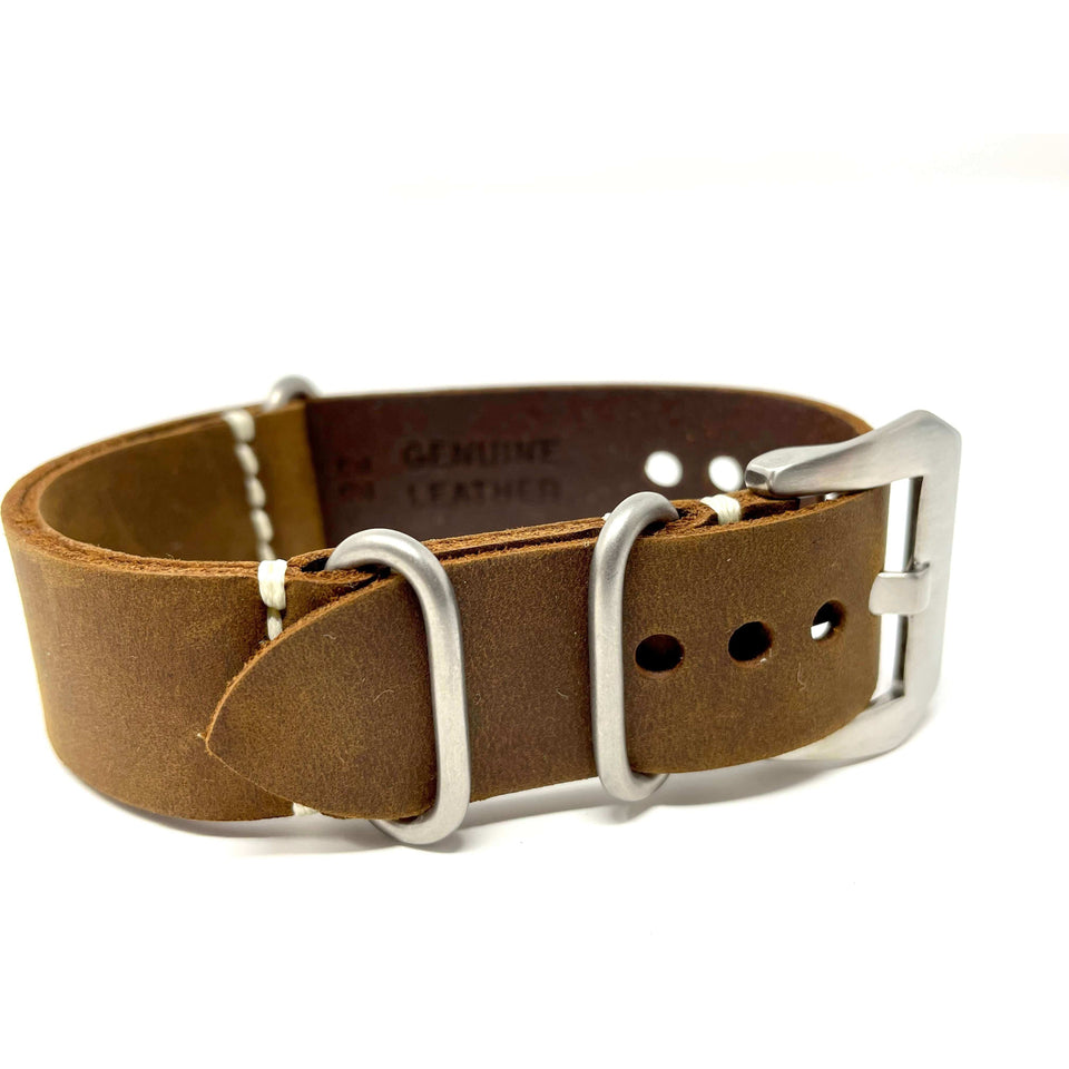 Italian Crazy Horse Leather Military Style Watch Straps