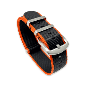 Premium Thick Woven Military Style Watch Strap - Black & Orange
