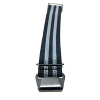 Thumbnail for Marine Nationale Military Style Elastic Strap - Black & Grey Bond with Black Buckles PVD