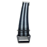 Marine Nationale Military Style Elastic Strap - Black & Grey Bond with Black Buckles PVD