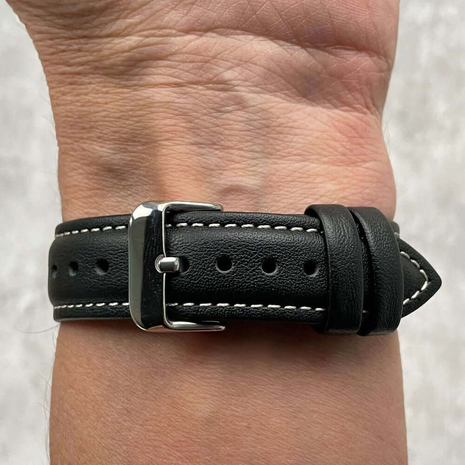 Kensington Classic Genuine Leather Padded Watch Strap With Contrasting Stitching